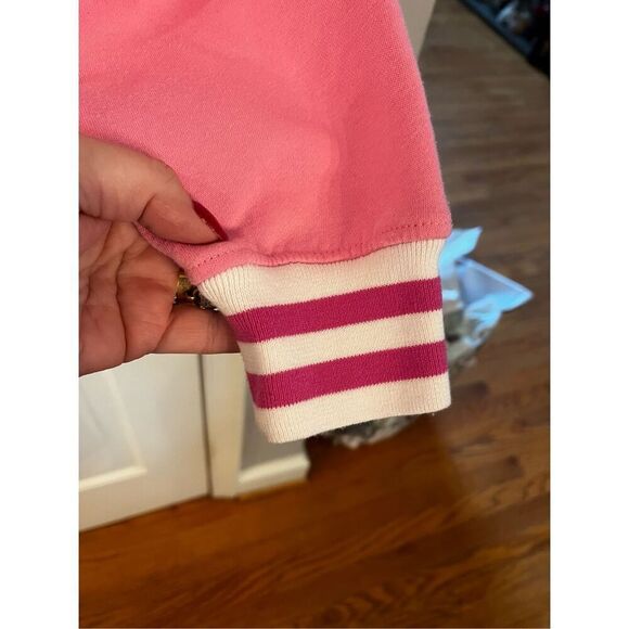 Barbie Pink Embroidered Logo Quarter Zip Sweatshirt sz L EUC - Picture 3 of 8